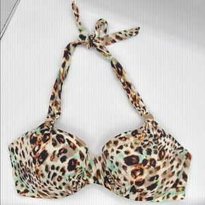 Women's VICTORIA'S SECRET Bikini Top w/Gold Hardware Animal Print Size 36C ROAR